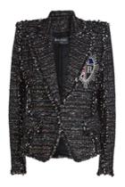 Balmain Balmain Tweed Jacket With Metallic Thread And Embellished Patch
