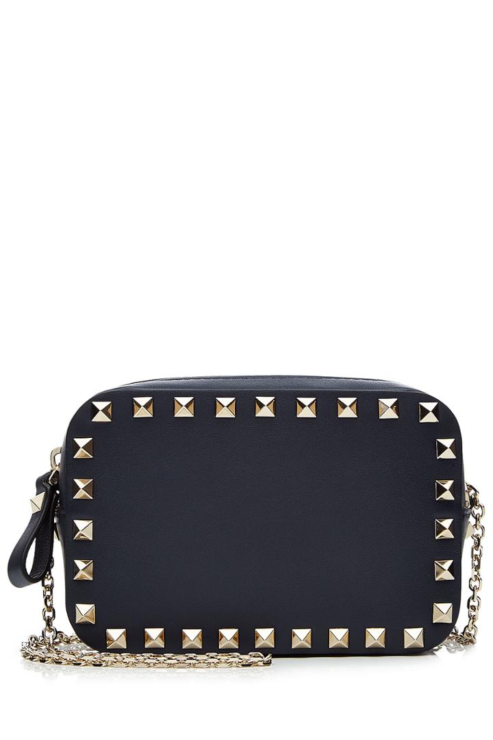 Valentino Valentino Small Leather Rockstud Shoulder Bag - Blue