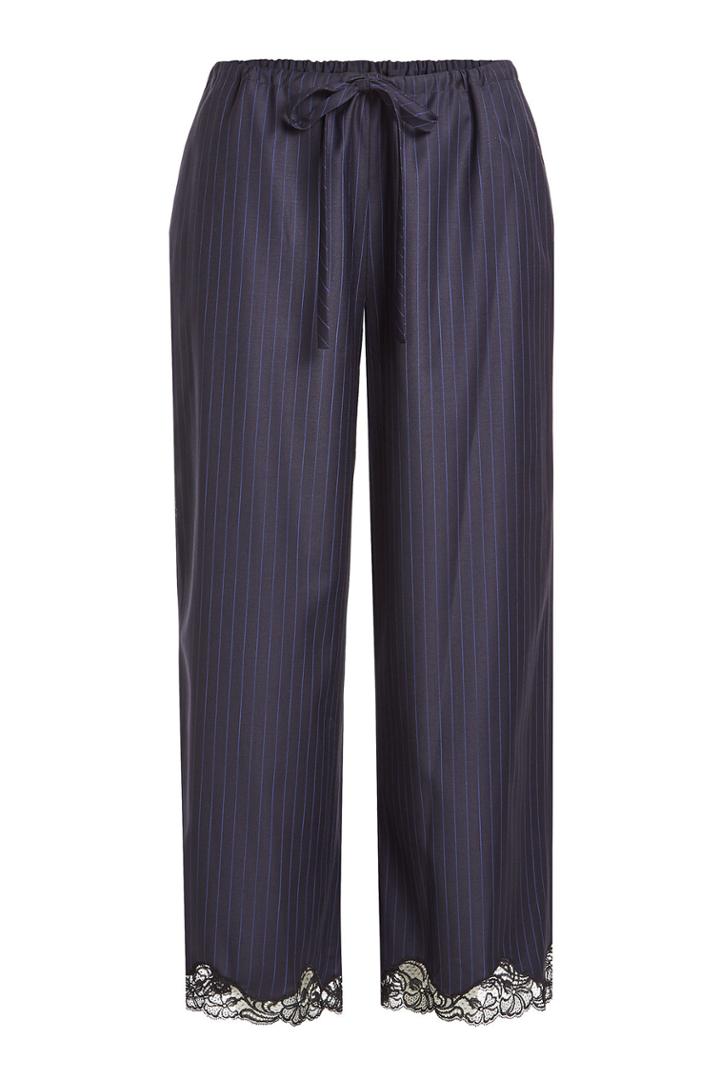 Alexander Wang Alexander Wang Virgin Wool Pinstriped Pants With Lace