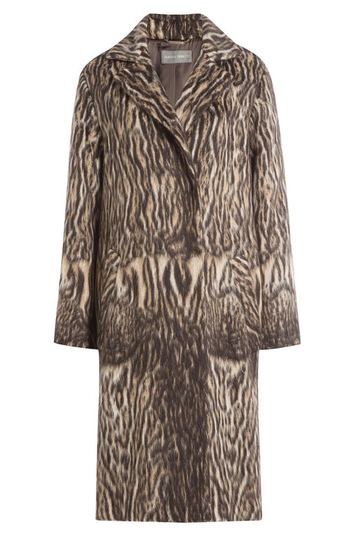 Alberta Ferretti Alberta Ferretti Printed Coat With Virgin Wool And Alpaca Wool