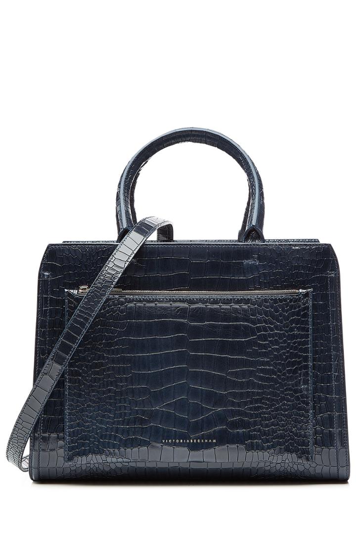 Victoria Beckham Victoria Beckham Snake-embossed Patent Leather Tote - Blue