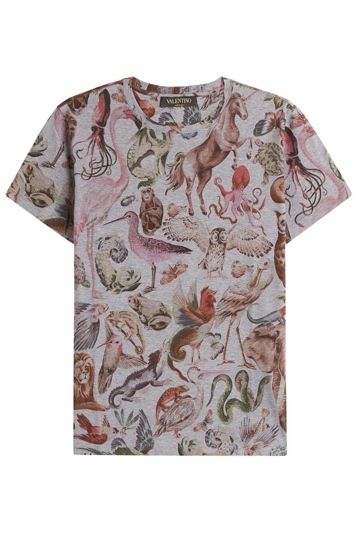 Valentino Valentino Printed Cotton T-shirt - Grey