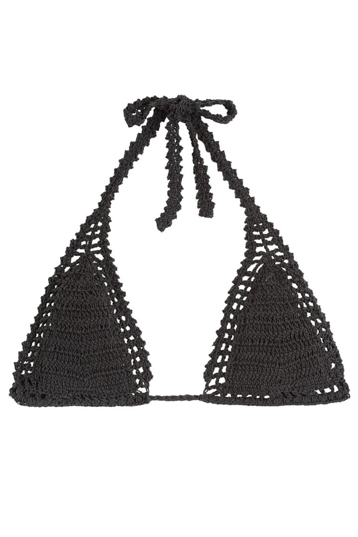She Made Me She Made Me Crochet Triangle Bikini Top - Black