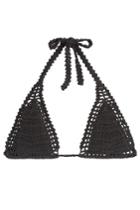 She Made Me She Made Me Crochet Triangle Bikini Top - Black