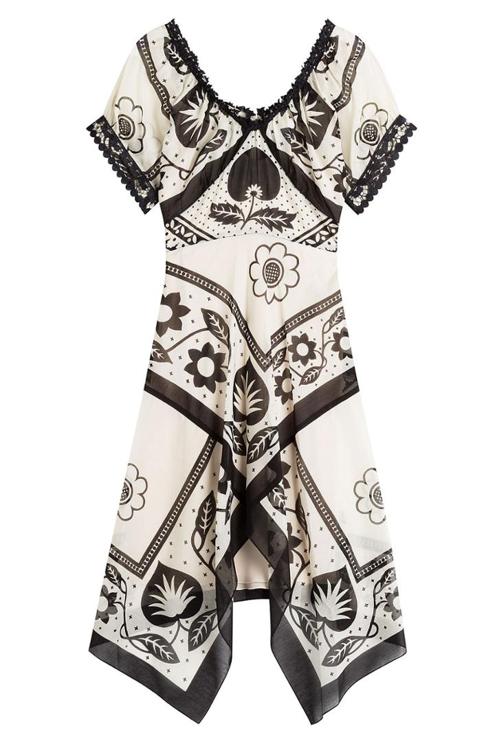 Anna Sui Anna Sui Cotton-silk Cherry Scarf Dress - Multicolor