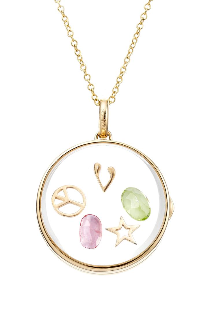 Loquet Loquet 14kt Round Locket With 18kt Charms, Tourmaline And Citrine - Multicolor