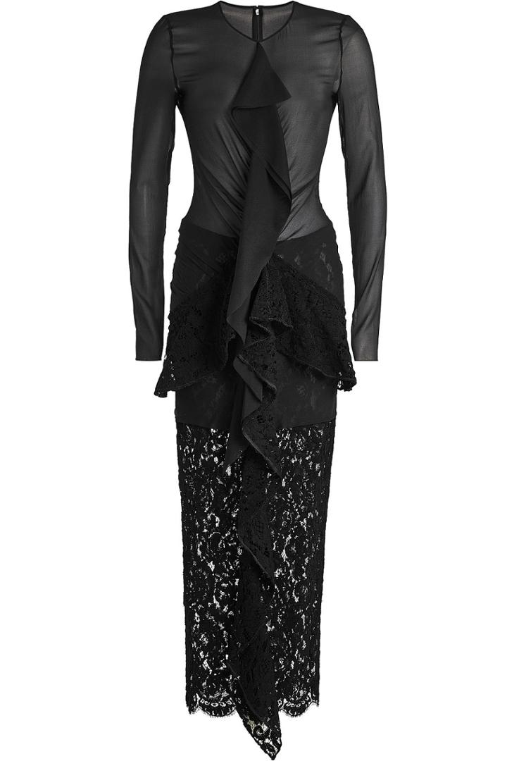 Proenza Schouler Proenza Schouler Floor Length Dress With Silk Chiffon And Lace