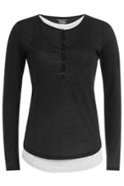 Majestic Majestic Layered Cotton Top With Cashmere - Black