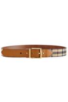 Burberry Burberry Leather Belt With Checked Fabric