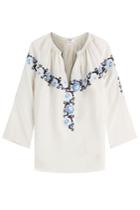 Vilshenko Vilshenko Linen-silk Blouse With Needlepoint Embroidery