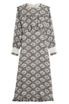 Vilshenko Vilshenko Printed Silk Dress With Oversized Collar - Black