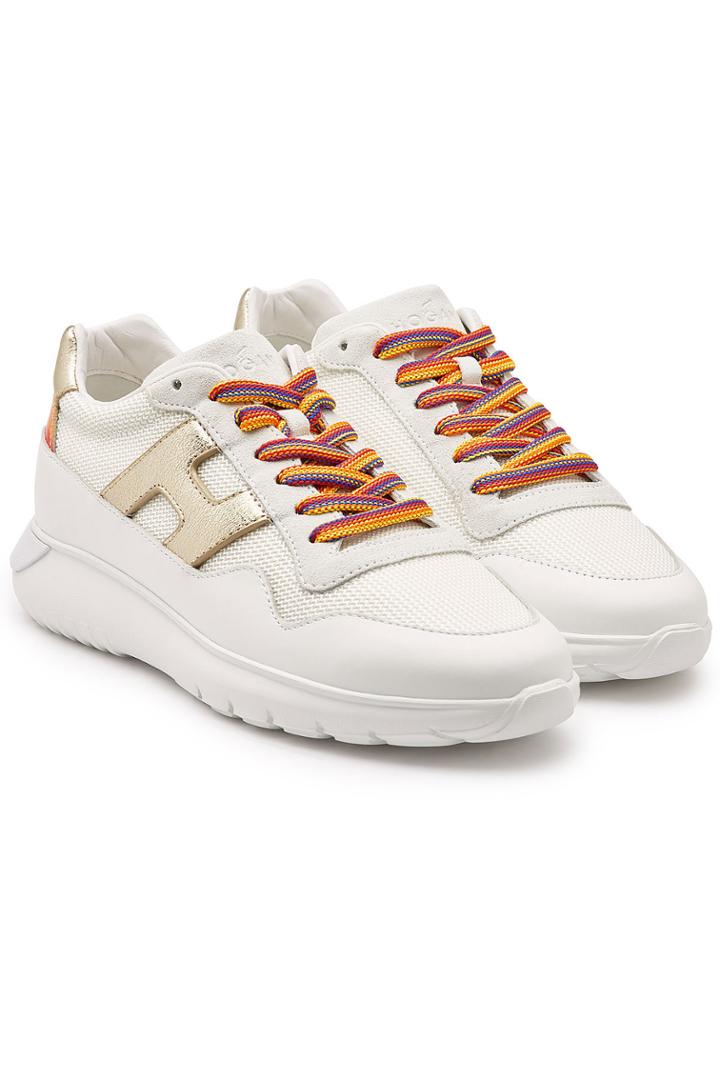 Hogan Hogan H371 Leather Platform Sneakers With Mesh