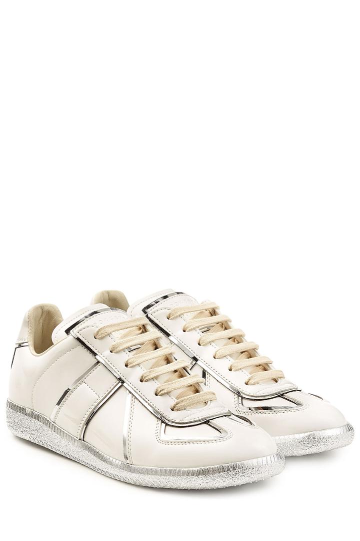 Maison Margiela Maison Margiela Leather Sneakers With Metallic Trims - White