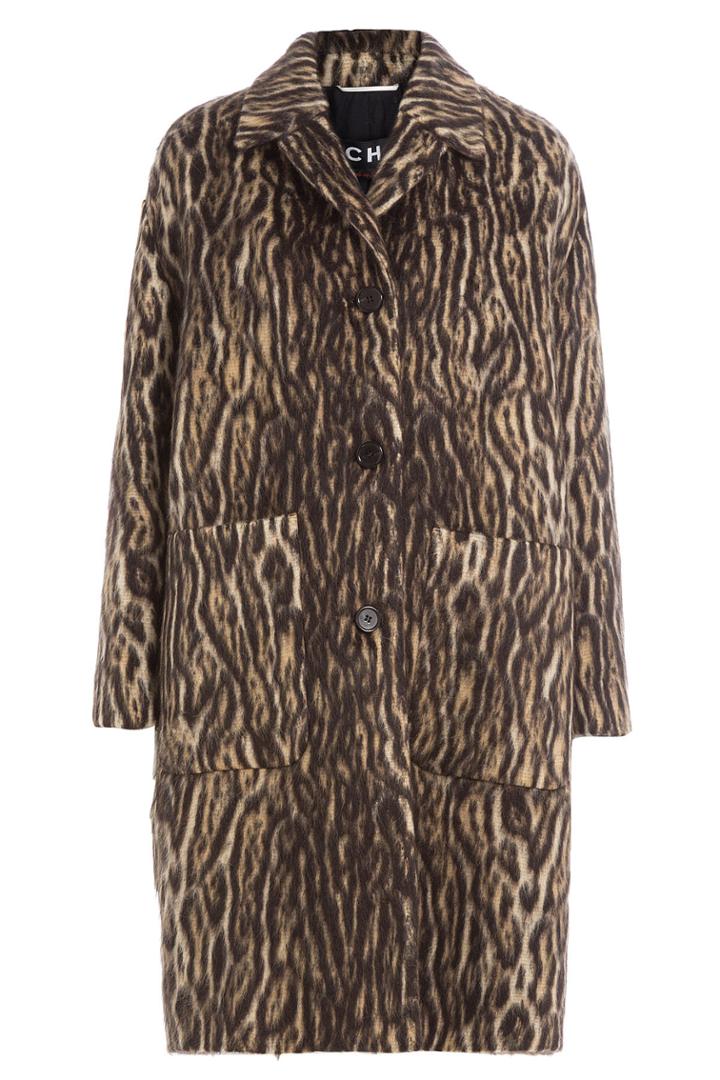 Rochas Rochas Animal Print Coat With Virgin Wool And Alpaca
