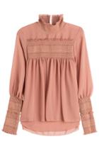 See By Chloé See By Chloé High Collar Smocked Shirt - Rose