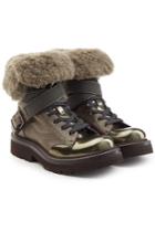 Brunello Cucinelli Brunello Cucinelli Embellished Shearling Boots With Metallic Leather
