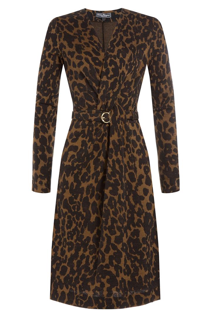 Salvatore Ferragamo Salvatore Ferragamo Leopard Print Wool Dress - Animal Prints
