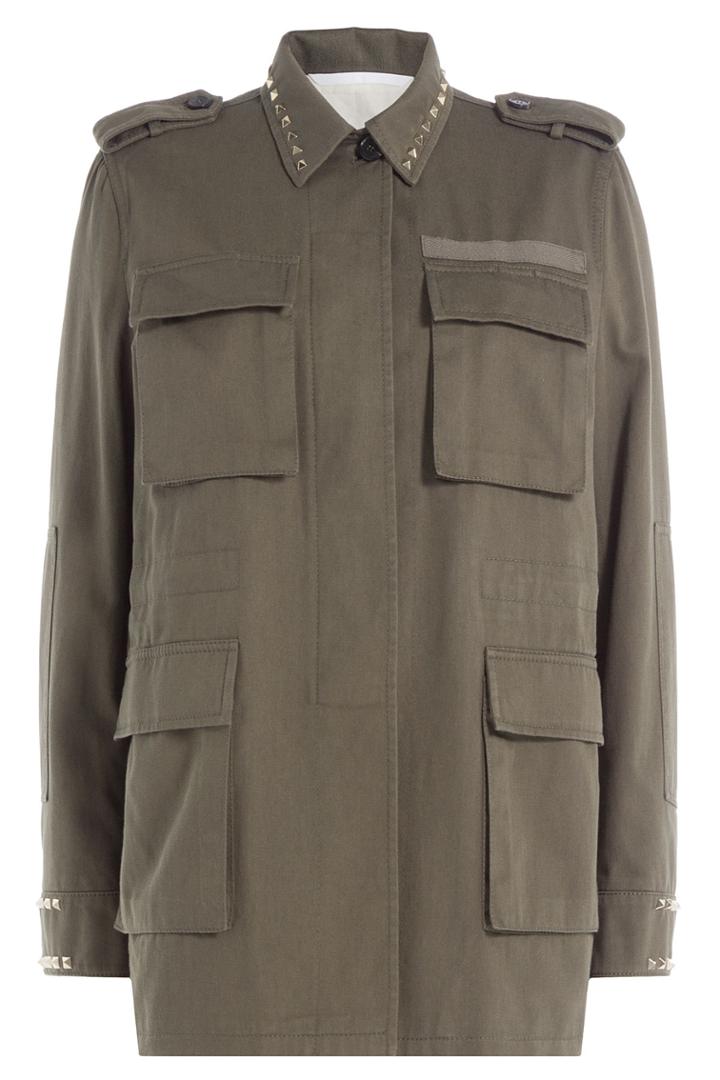 Valentino Valentino Cotton Jacket With Rockstuds - Green