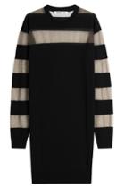 Mcq Alexander Mcqueen Mcq Alexander Mcqueen Wool Solid And Sheer Stripe Sweater Dress - Black