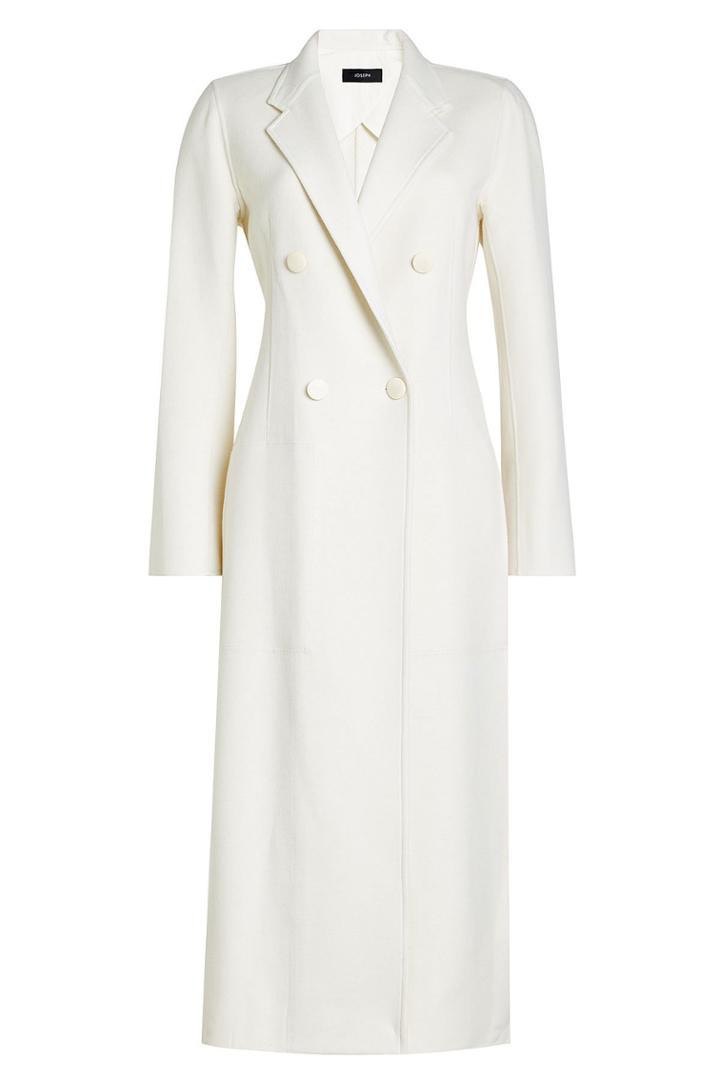 Joseph Joseph Long Wool Coat With Cashmere - White