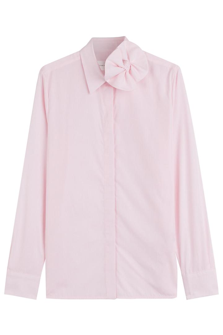 Victoria, Victoria Beckham Victoria, Victoria Beckham Cotton Poplin Single Bow Shirt - Pink