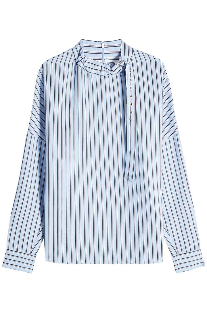 Tibi Tibi Striped Blouse With Buckled Collar