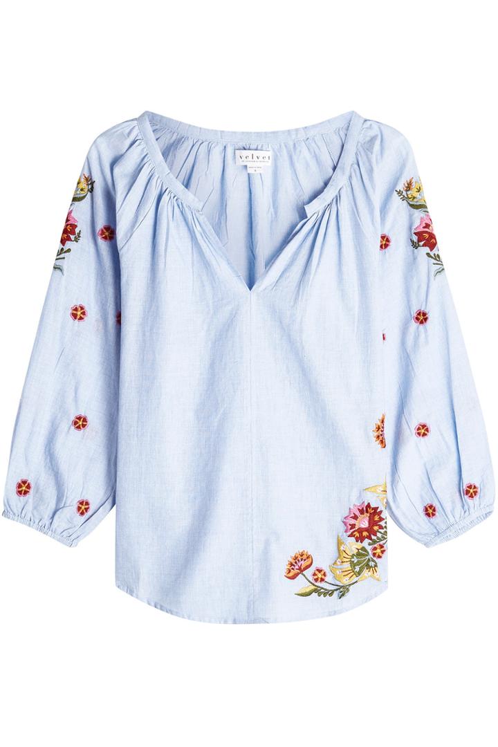 Velvet Velvet Arabelle Embroidered Cotton Blouse