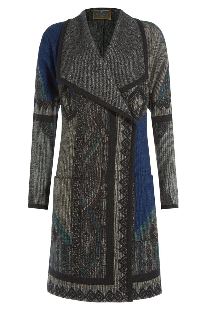 Etro Etro Printed Wool Blend Coat - Grey