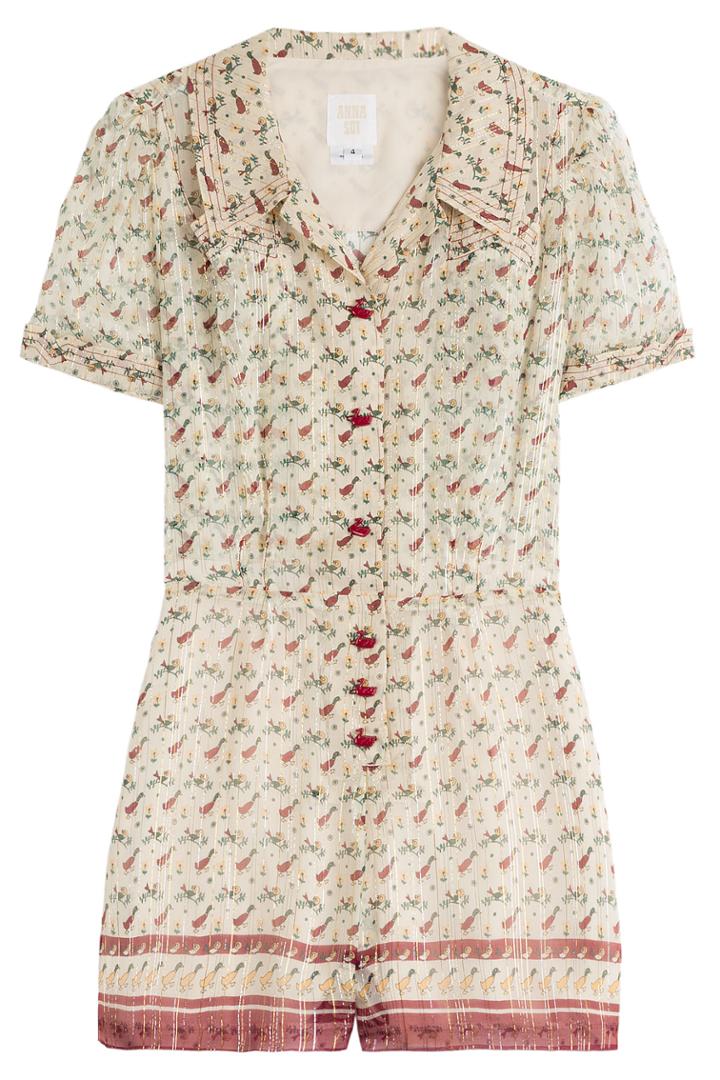 Anna Sui Anna Sui Ducks In A Row Silk Jumpsuit - Multicolor