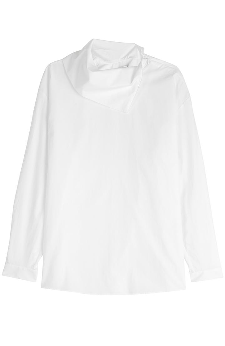 Carven Cotton Shirt With Fold-over Neckline