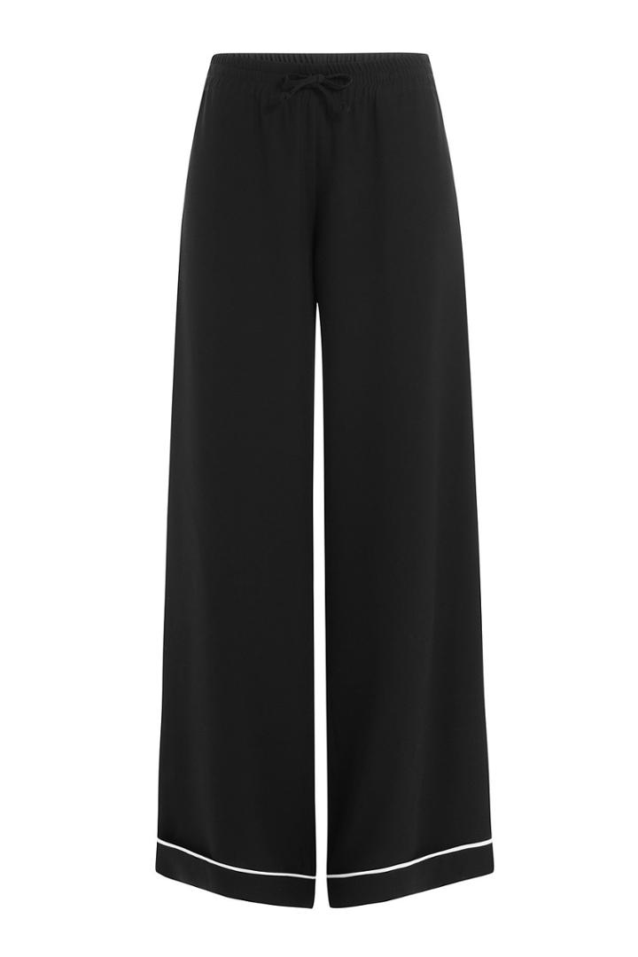 Valentino Valentino Silk Wide Leg Pants With Contrast Piping