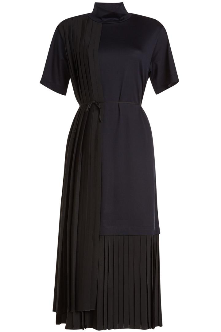 Jil Sander Navy Jil Sander Navy Cotton Dress With Pleated Panels