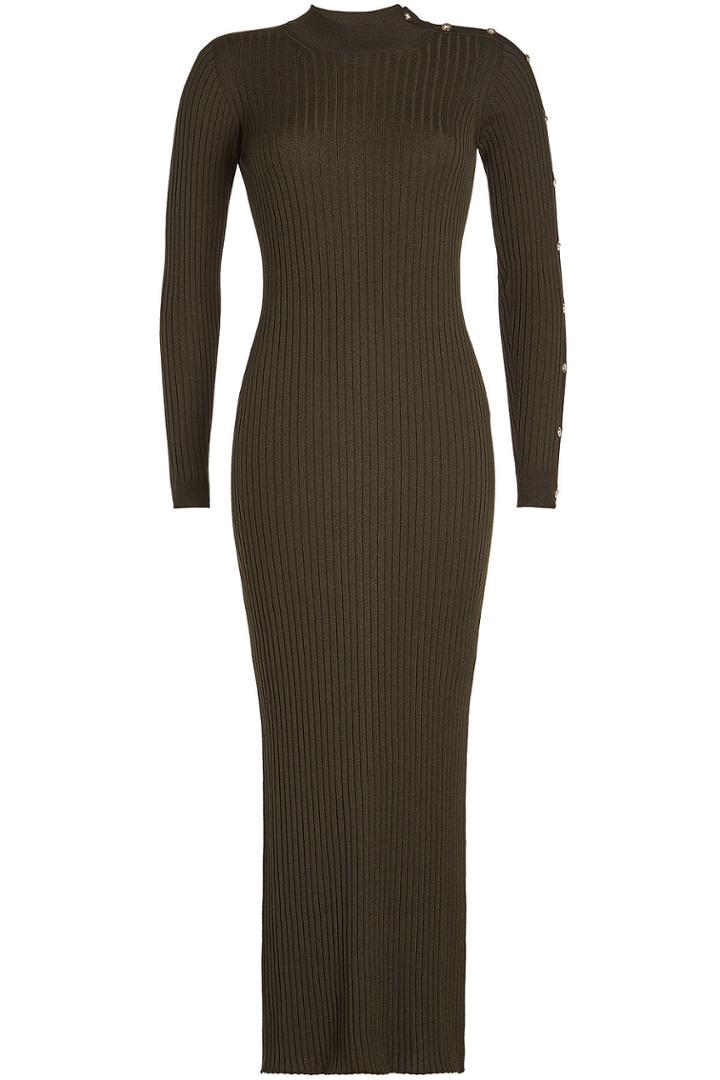 Versace Versace Ribbed Wool Dress With Embossed Buttons