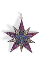 Ileana Makri Ileana Makri Silver/18k Gold Pendant With Rubies, Diamonds, Sapphires - Multicolored