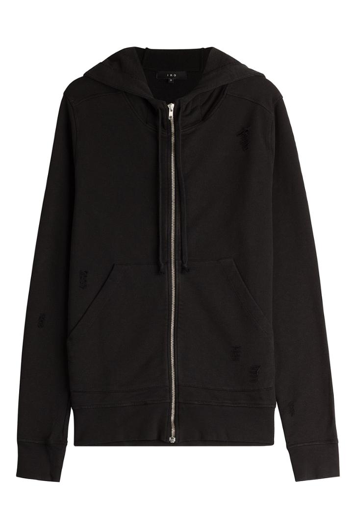 Iro Iro Zipped Cotton Hoodie - Black
