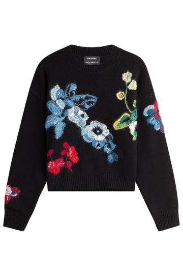 Anthony Vaccarello Anthony Vaccarello Wool-cashmere Embroidered Pullover - Black