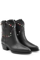 Valentino Valentino Western Ankle Boots With Studded Trim