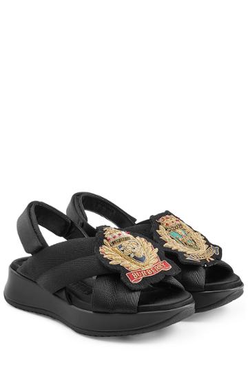 Burberry Prorsum Burberry Prorsum Fabric Sandals With Embroidered Badge - Black