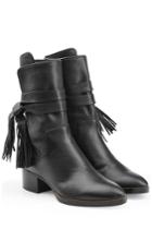Chloé Chloé Fringe Leather Ankle Boots - Black