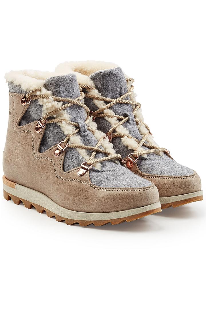 Sorel Sorel Sneakchic Alpine Holiday Leather Ankle Boots With Shearling
