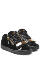 Giuseppe Zanotti Giuseppe Zanotti Suede And Patent Leather Sneakers With Gilded Plaque - Blue