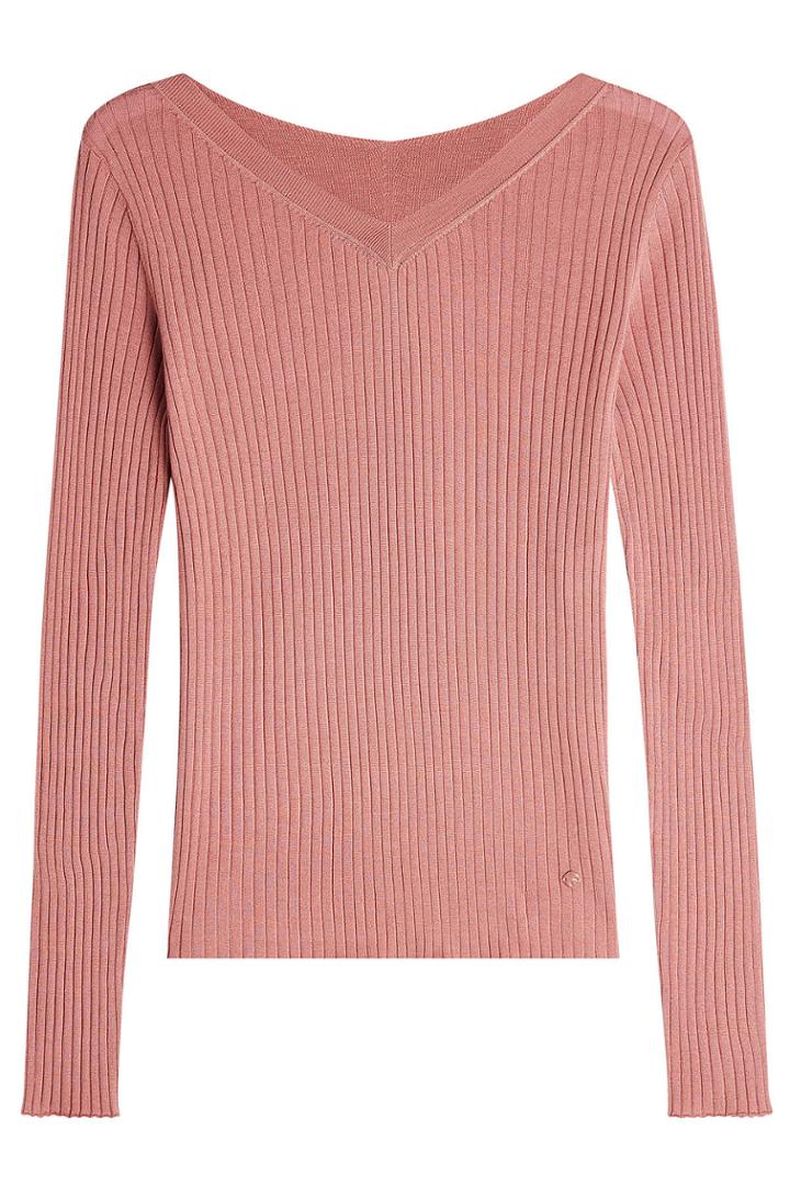 Nina Ricci Nina Ricci Ribbed Cashmere Pullover With Silk - Pink