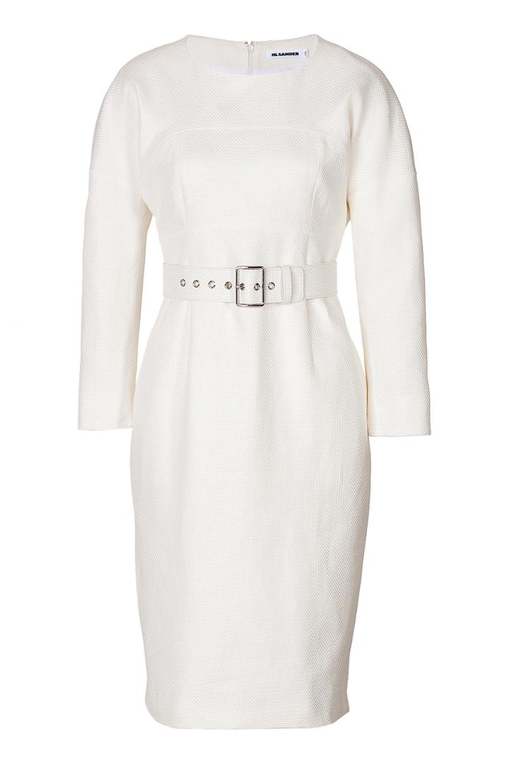 Jil Sander Jil Sander Cotton Belted Sheath Dress - White