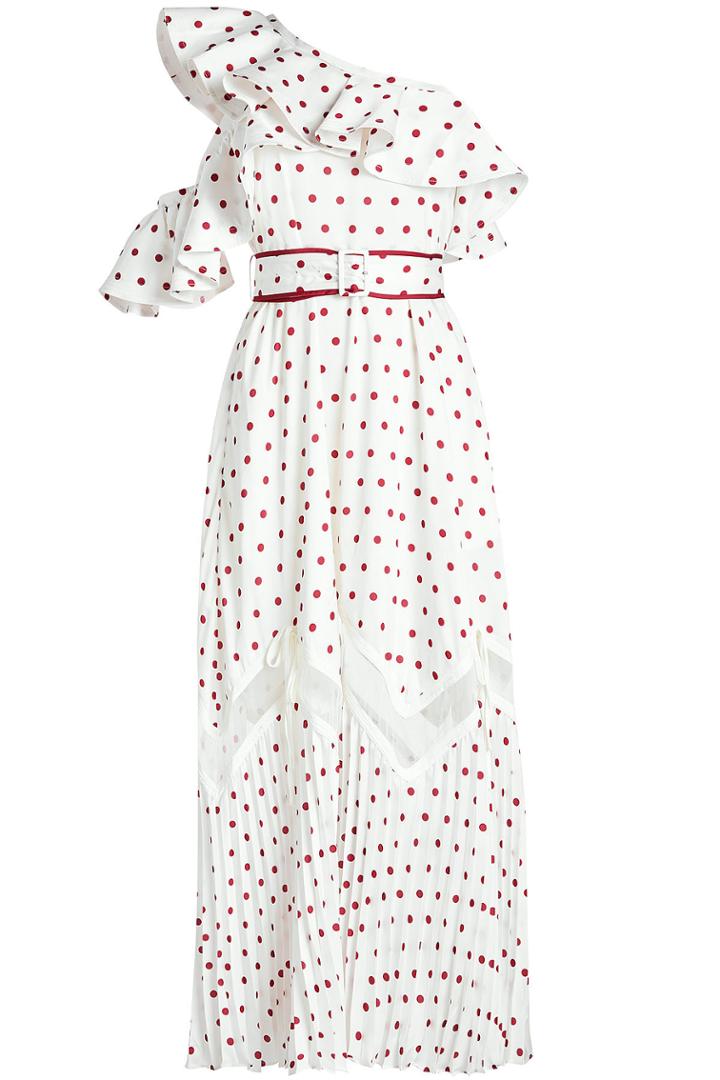 Self-portrait Self-portrait Frill Satin Polka Dot Dress