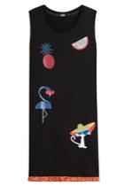 Karl Lagerfeld Karl Lagerfeld Choupette On The Beach Printed Cotton Dress - Black