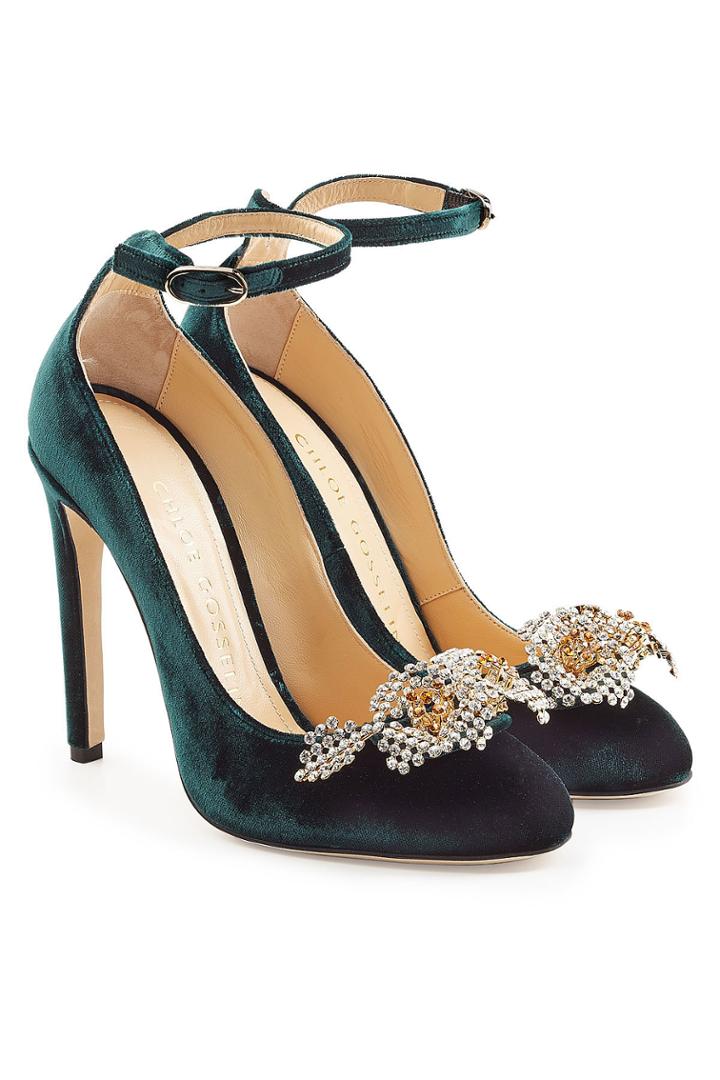 Chloe Gosselin Chloe Gosselin Helix Velvet Pumps With Embellishment