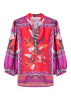 Diane Von Furstenberg Diane Von Furstenberg Printed Silk Blouse - Red
