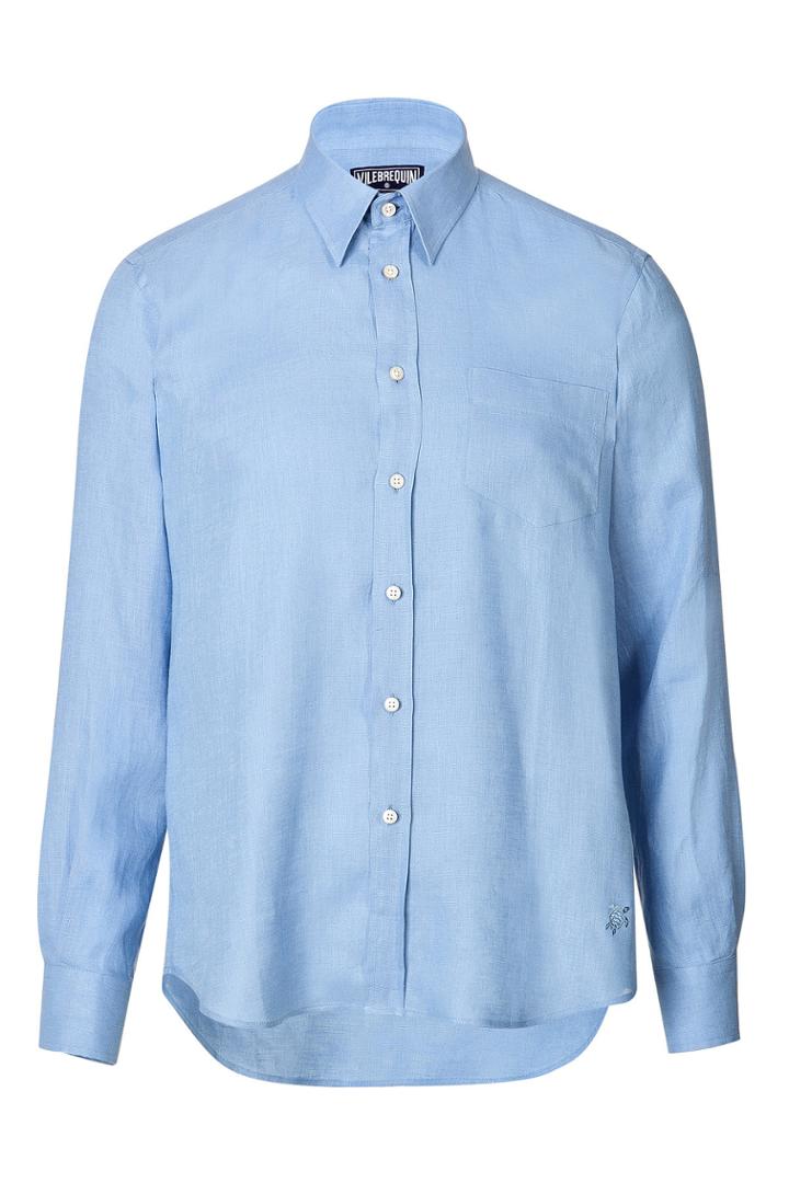 Vilebrequin Vilebrequin Classic Linen Shirt In Sky Blue