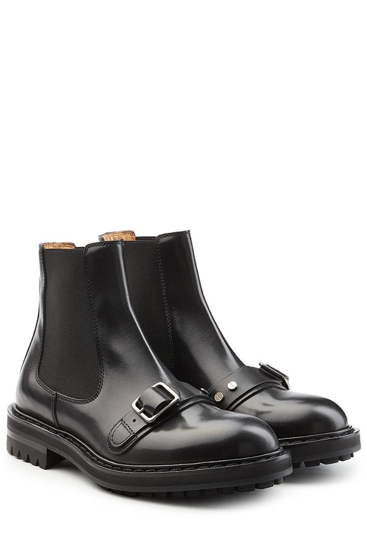 Alexander Mcqueen Alexander Mcqueen Leather Ankle Boots With Buckles