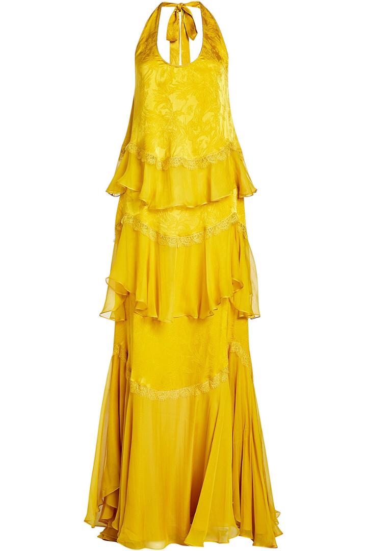 Roberto Cavalli Roberto Cavalli Silk Gown With Lace